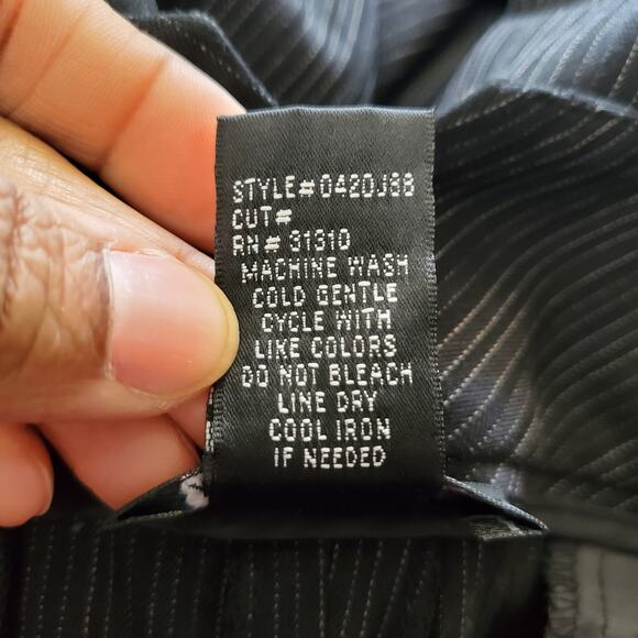 AB Studio Stretch Black Striped Wide Leg Cuffed Pants Size 12 - Picture 8 of 8